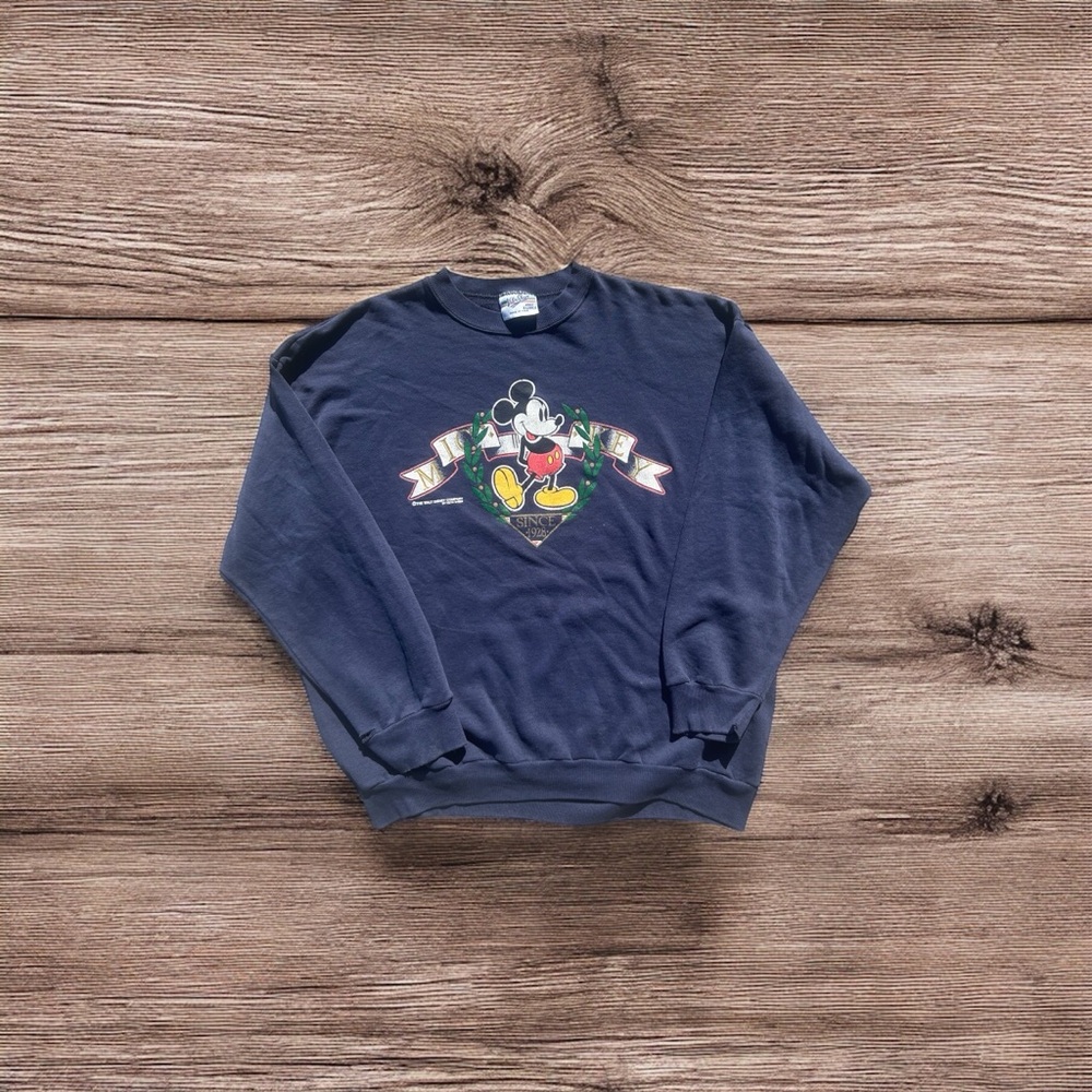 Disney Men's Blue Mickey Mouse Crewneck Sweater